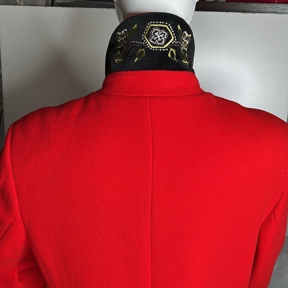 Sonia Bogner Sz 10 Red Virgin Wool Double Breasted Coat - Picture 5 of 12